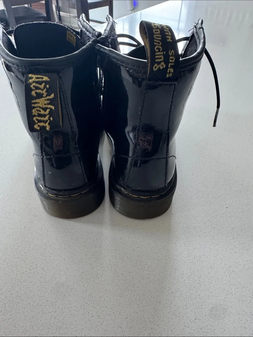 Dr. Martens Junior (1460) Patent Leather Lace Up Boots